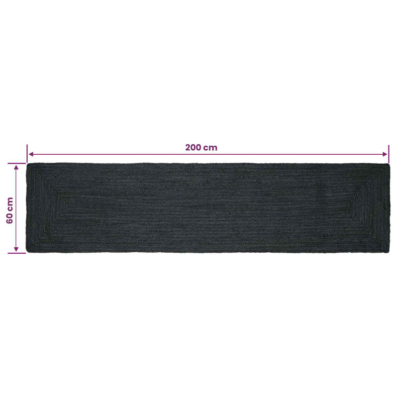 Solid Colour Hand Braided Area Rug, Runner 60 x 200 cm