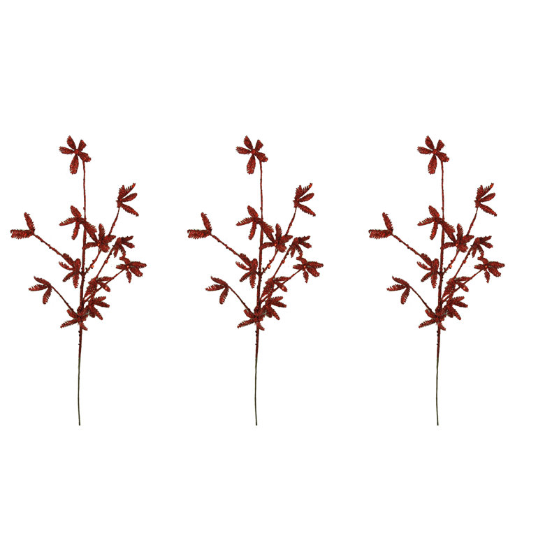 Piquet de Noël feuille scintillante, Rouge