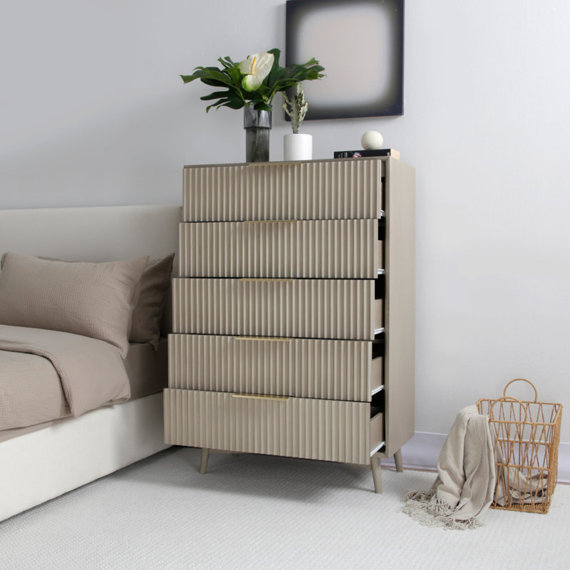 80 cm W Chest of 5 Drawers, Grey