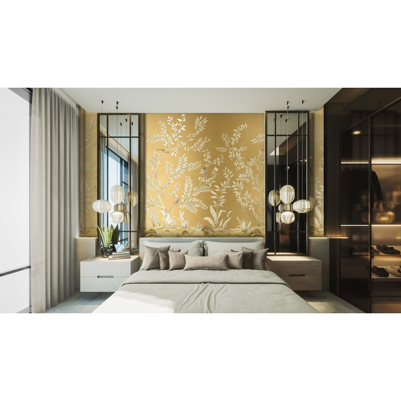 Archambeault Floral Vinyl Metallic Wallpaper
