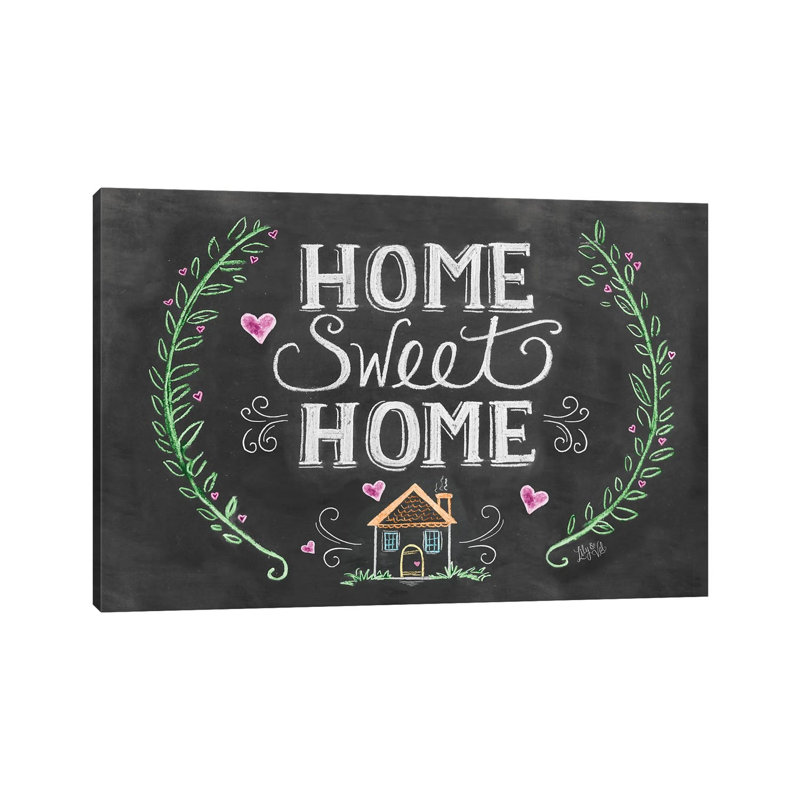 Home Sweet Home Floral by Lily & Val - Floater Frame Print on Canvas, Wrapped Canvas, 20.32 cm H x 30.48 cm W