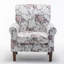 Fauteuil à accoudoirs roulés Traditional, structure en bois de bouleau massif avec pieds fuselés, chaise rembourrée en tissu de polyester imprimé pour plus de confort et de style