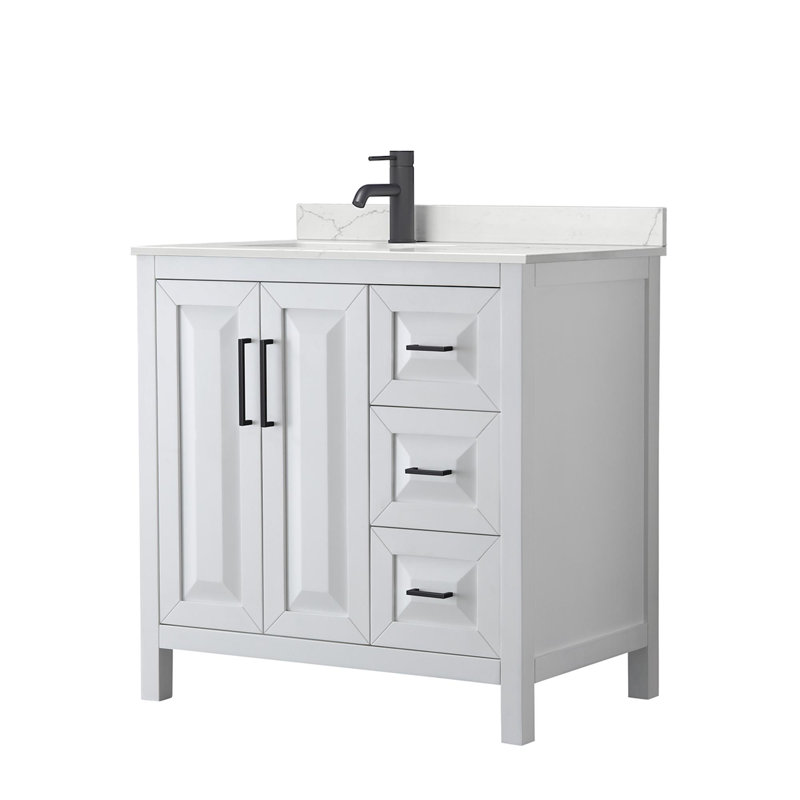 Daria 36'' White Single Bathroom Vanity with Quartz Top