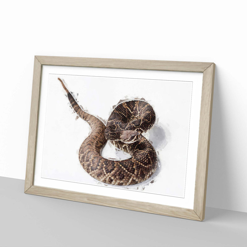 Close to a Rattle Snake in Abstract - Picture Frame Graphic Art Print, Oak Framed, 27cm H x 36cm W x 2cm D