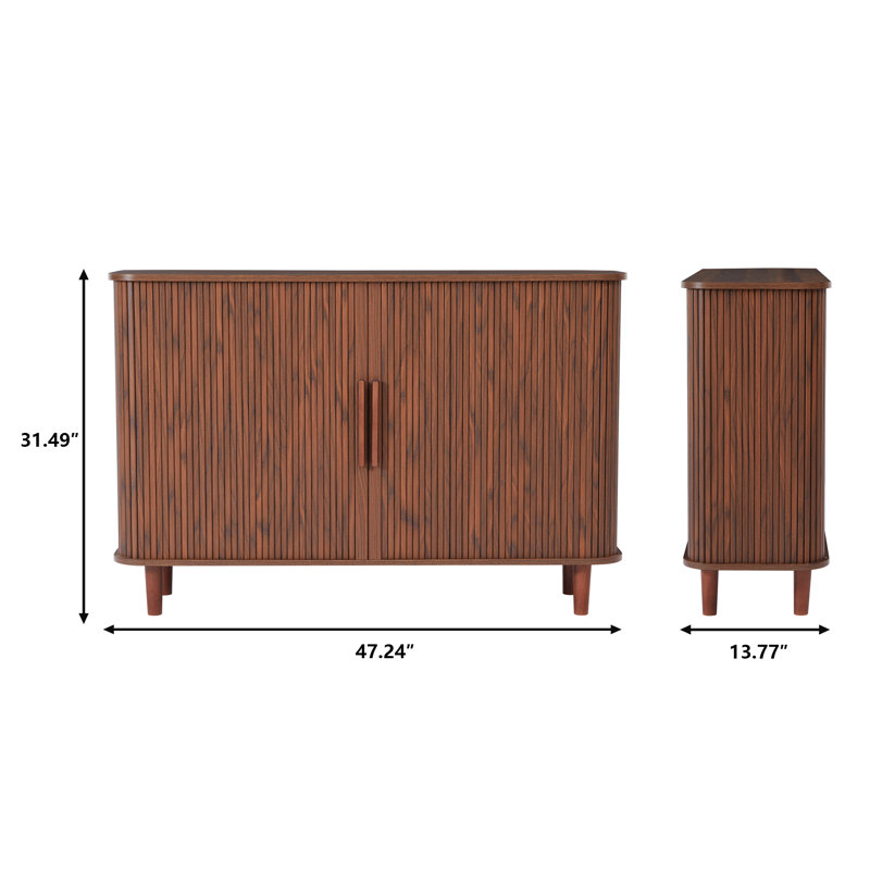 Zandon Accent Cabinet With Sliding Doors, Walnut