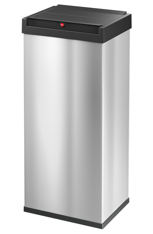 Swing Top Rubbish Bin, 52 L., Black/stainless steel