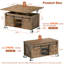 Table basse à plateau relevable avec roues verrouillables, tables basses de ferme avec grand rangement caché-53415342-53415345