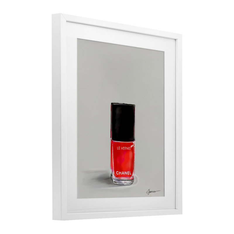 Vernis à ongles Classy Rouge, reproduction encadrée sous verre, design par Mary Sparrow, H 16 po x l 13 po