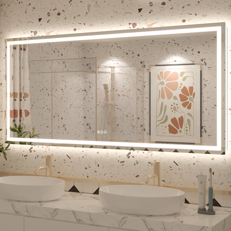 Miroir de salle de bain Molly Framelss, 60 po x 28 po, Transparent