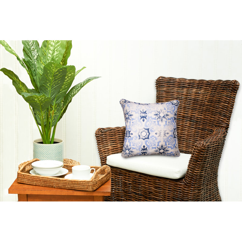 Blue Tile Woven Throw Pillow
