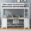 Lit mezzanine simple avec bureau en forme de U et rangement de divertissement riche en blanc - fabrication en bois stable pour une chambre à coucher et une construction soignée et ordonnée-1183748856-1183748857