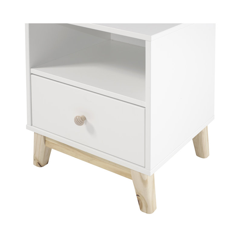 Table de chevet à 1 tiroir de style scandinave massif de style scandinave massif Caillier