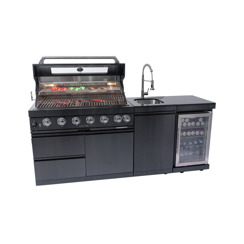 Barbecue en acier inoxydable SC2401A 82 pouces avec 6 brûleurs, 85 000 BTU, fabrication en acier inoxydable noir