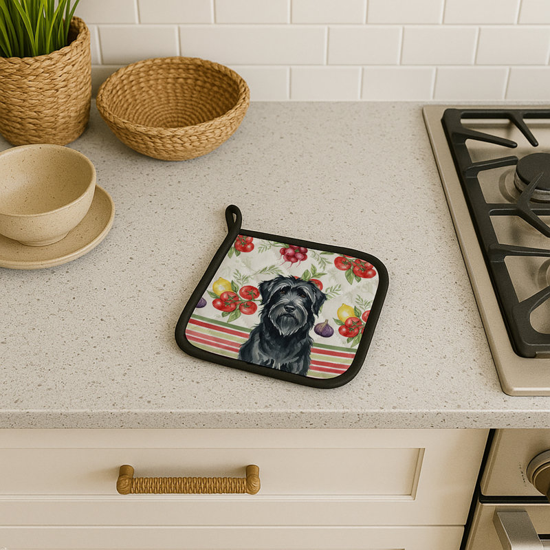 Black Briard Vegetables Pair of Pot Holders
