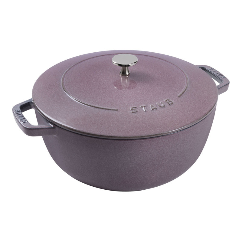 Cocotte ronde en fonte Staub, cocotte, 5,5 pintes, pour 5 à 6 personnes, fabriquée en France, Lilac
