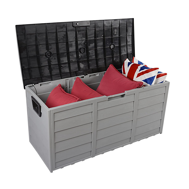 Dakota Fields Alahya 111.8cm W 290L Lockable Deck Box with Wheels, Grey/Black