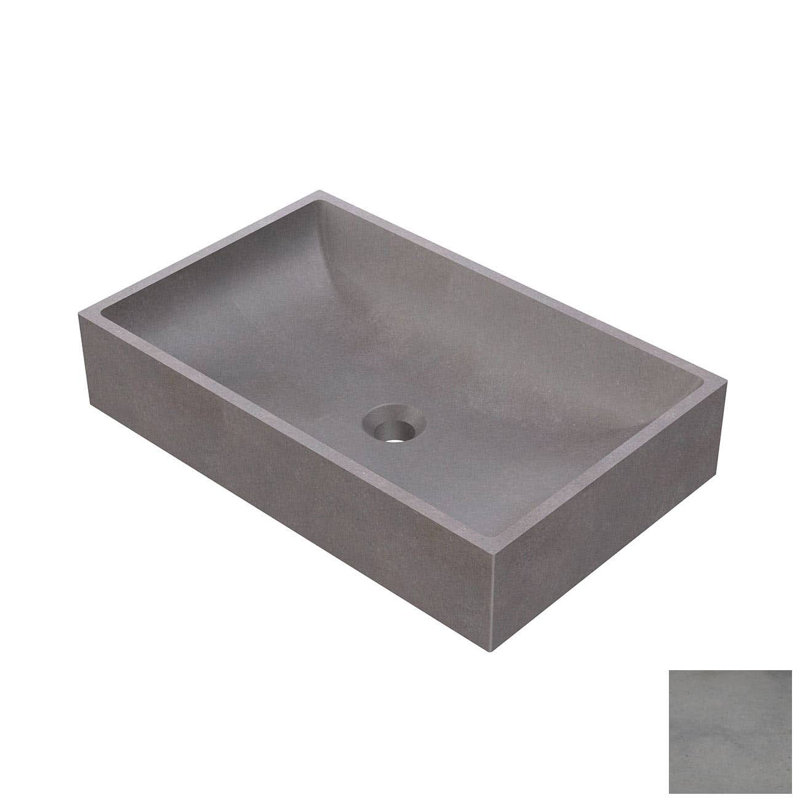Chevington 14.36'' Concrete Rectangular Bathroom Sink, Light Gray