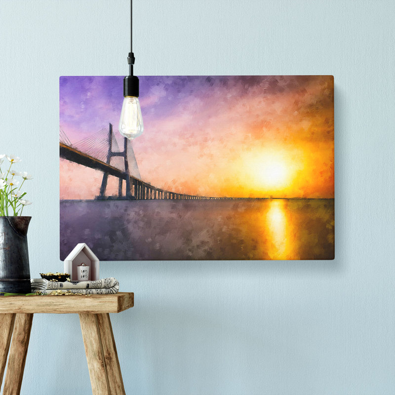Vasco da Gama Bridge in Portugal - Wrapped Canvas, 40cm H x 60cm W x 3cm D