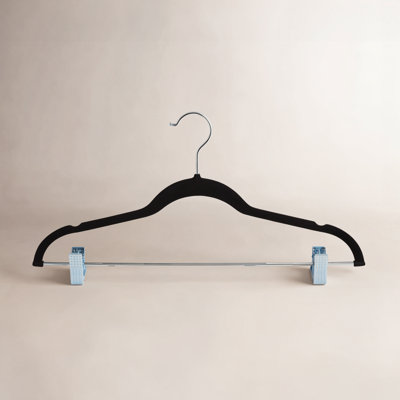  12 Pack Velvet Hangers With Clips In Black