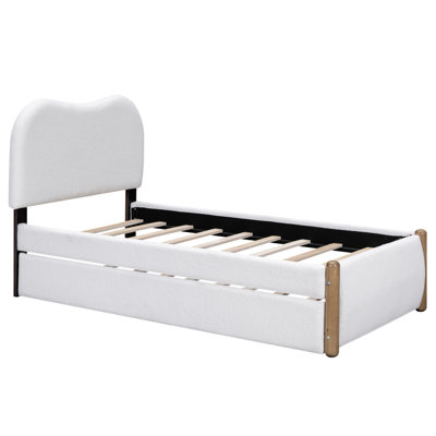 Lit simple tapissier blanc avec support et lit gigogne - Taille douce et confortable