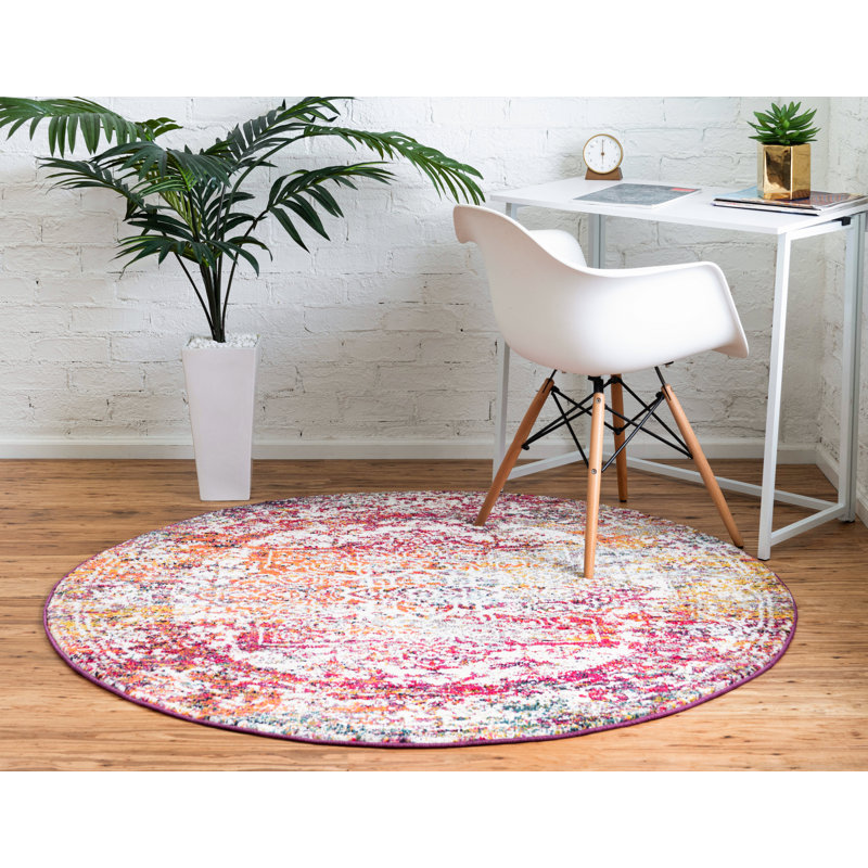 Tapis oriental multicolore Robinne, Rond 3 pi 3 po