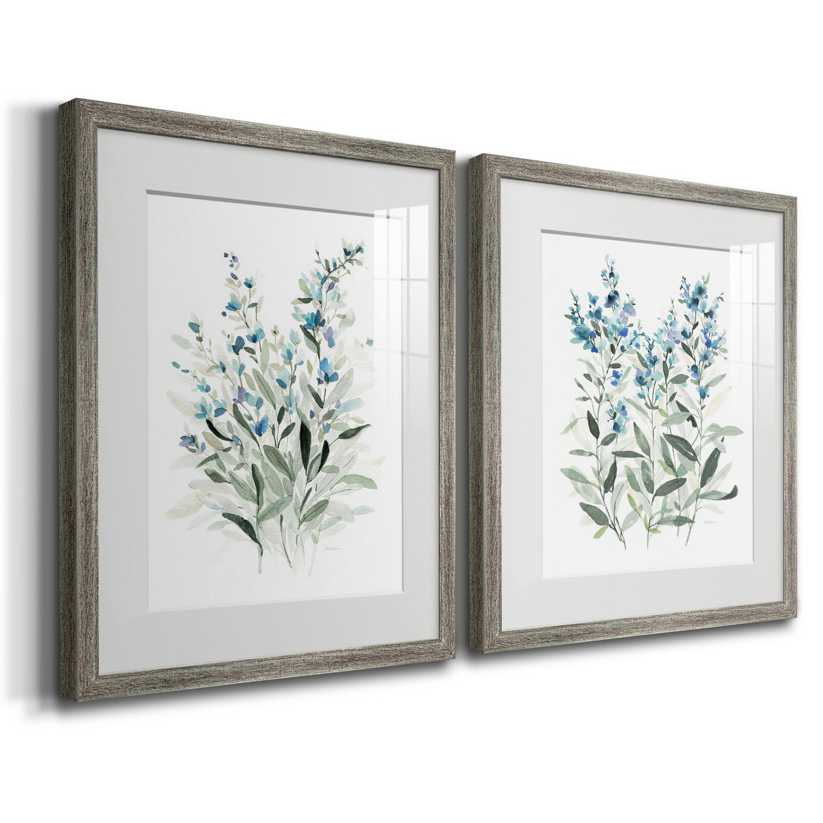 Red Barrel Studio® Delicate Blue Botanical I - 2 Piece Picture Frame ...