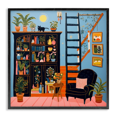 Eclectic Fun Bookshelf Framed Giclee Art by Lazar Studio