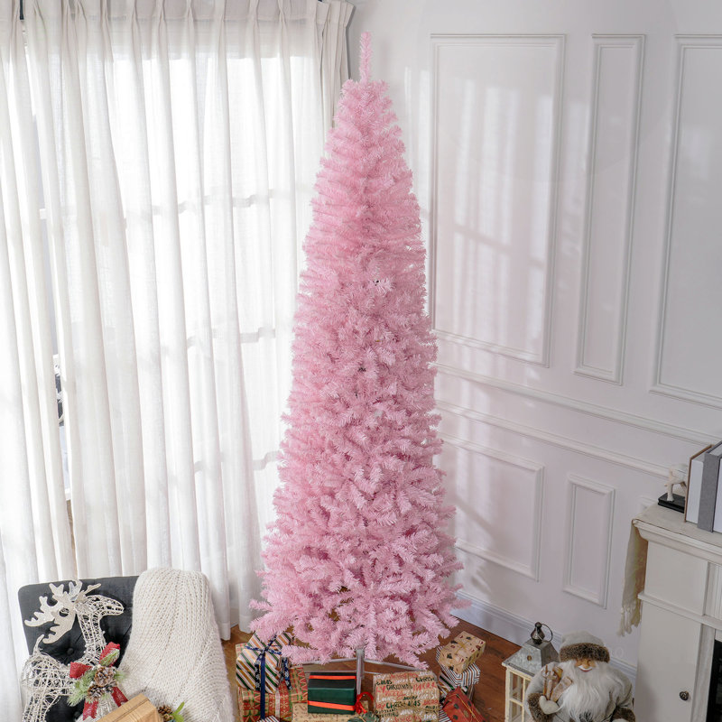 Sapin de Noël artificiel de 8 pi de hauteur avec 868 pointes de branches réalistes, Rose