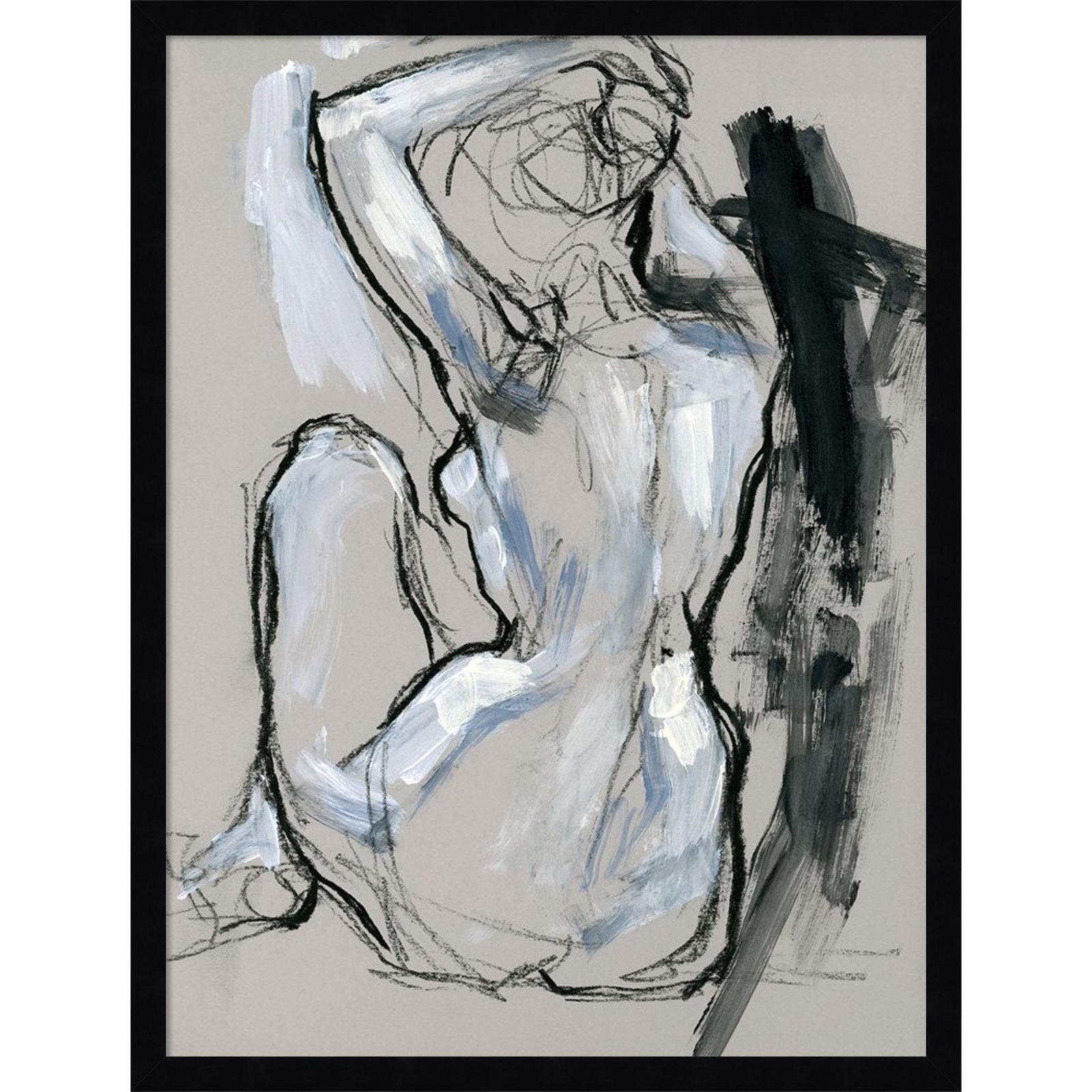 Onyx Gestures I Print, Black, 25" H x 19" W