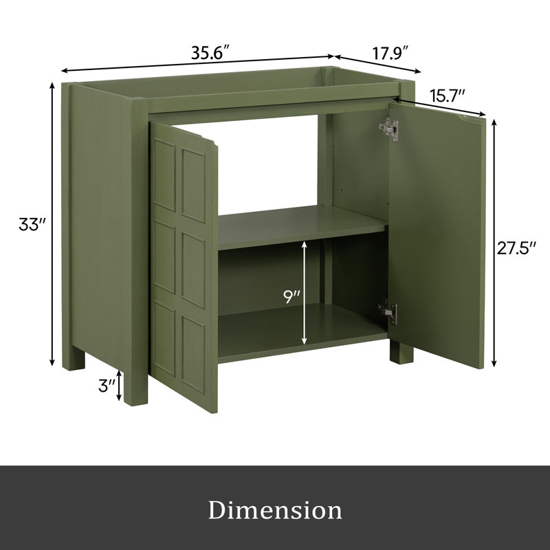 Meuble-lavabo 36 po avec tablettes réglables, Vert