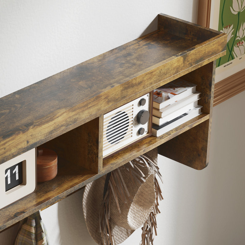 Coat Rack Shoe Bench Set with 8 Storage Cubbies, Rustic Brown