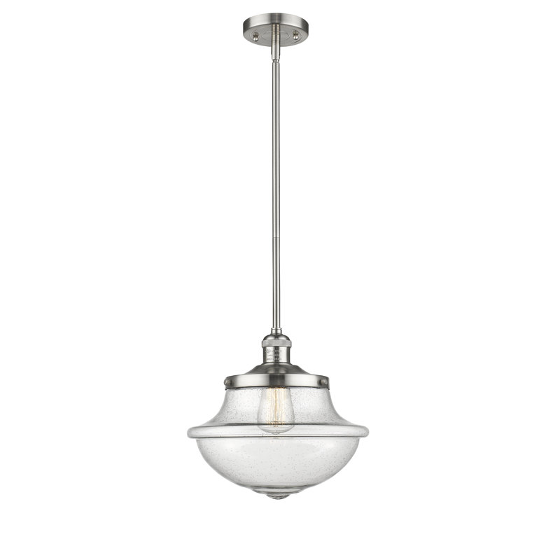 Luminaire suspendu simple à 1 lumière Baptiste, Ampoule DEL 6 watts rétro, Grainé, Nickel satiné brossé