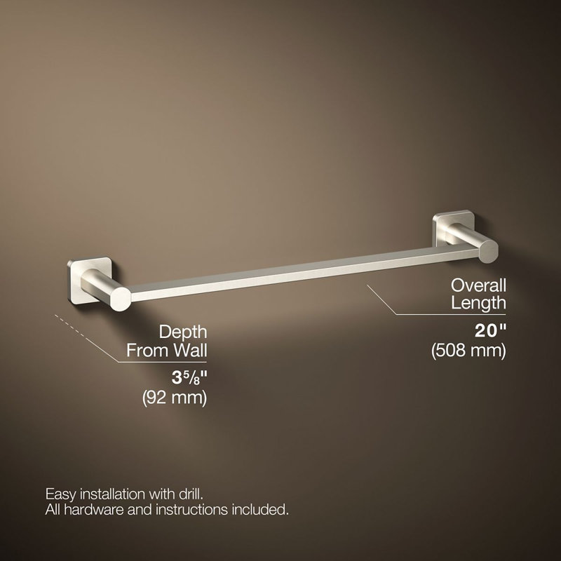 Parallel Towel Bar, Vibrant Brushed Nickel, 18"W