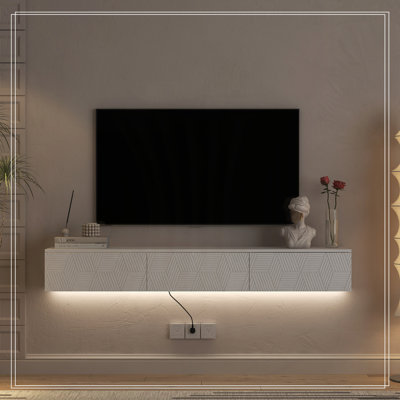 Floating TV Stand Wall Mounted with 16 Color LEDs,69" Modern TV Stand, Floating TV Cabinet Entertainment Center for 55 60 65 Inch TV