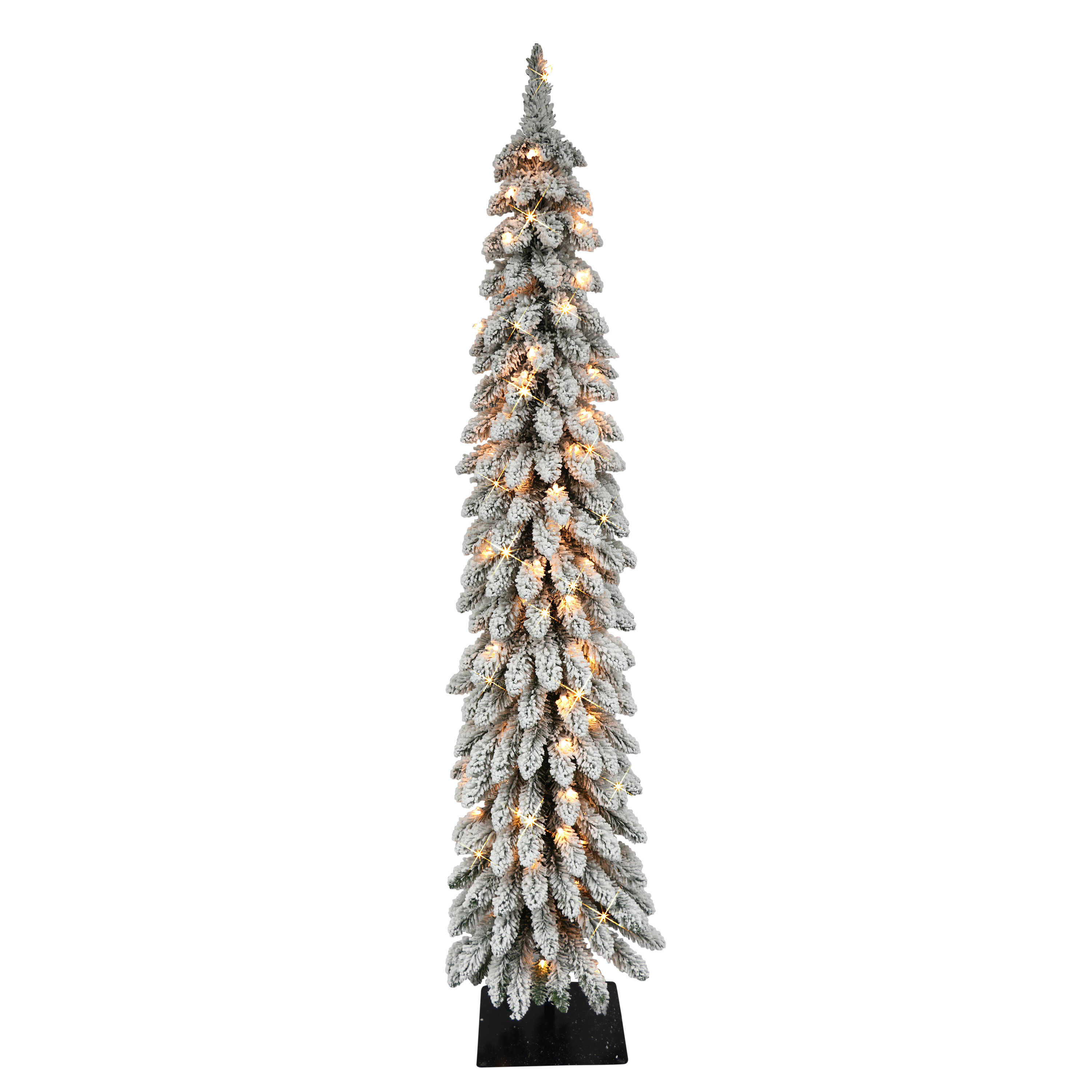 The Holiday Aisle® 5' H Slender Green Pine Frosted Christmas Tree with ...