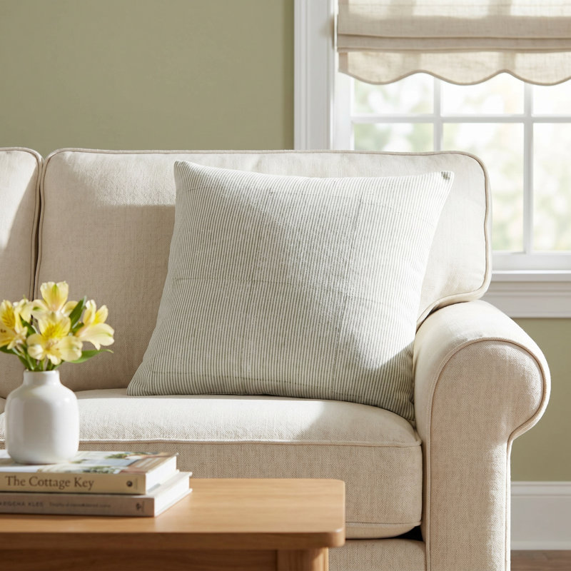 Coussin Vischer, Beige clair, Polyester/ Bourre en polyester, 20 po x 20 po