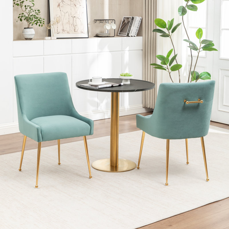 Waltrudis 19.7 " H Upholstered Side Chair, Velvet Green