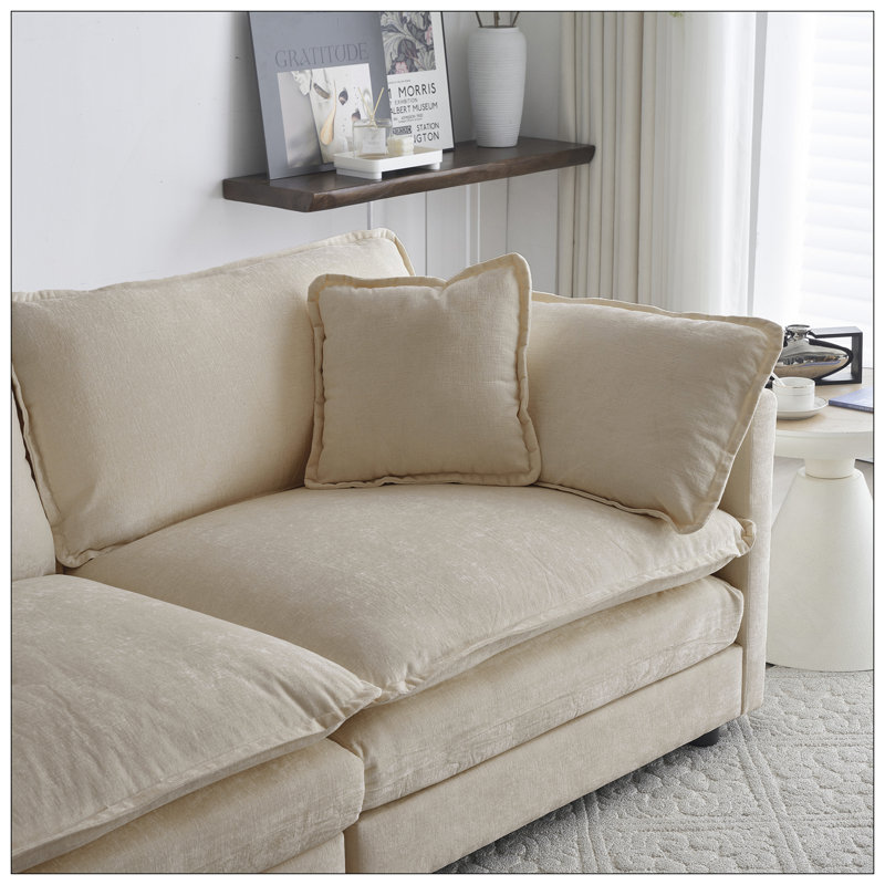 Ensemble de causeuse et de chaise 2 places, ensemble de canapé et de chaise 2 pièces, causeuse et fauteuil d'appoint, canapé de salon en chenille 2 pièces (1 + 2 places), chenille beige