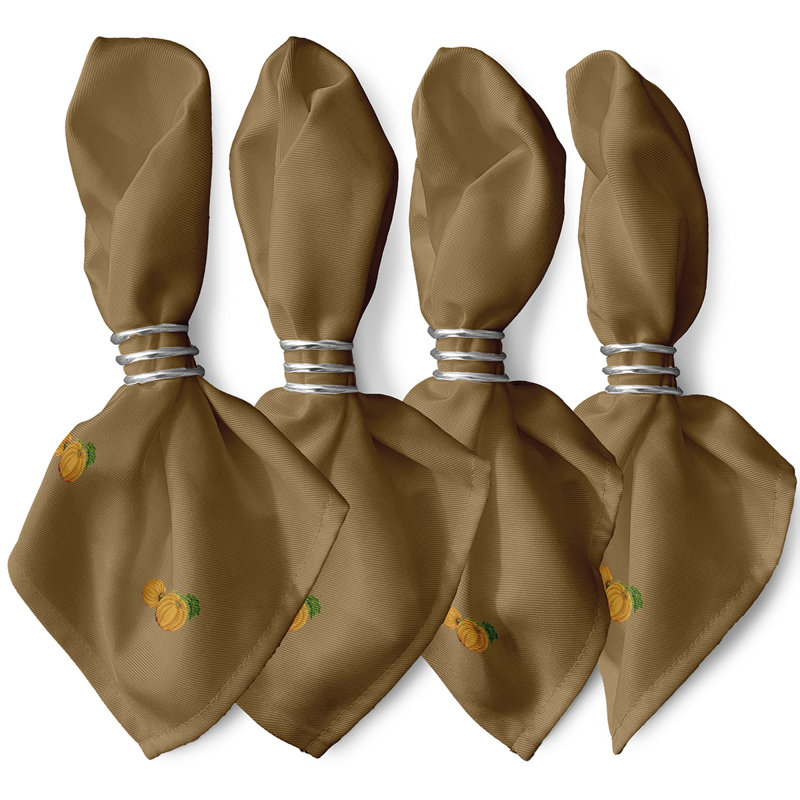 Serviette à imprimé citrouille, L 18 po x L 18 po, Brun