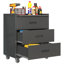 Armoire de rangement en métal robuste avec roulettes - Armoire à outils à 3 tiroirs pour solutions de rangement de garage, de bureau et de maison, noir / gris