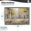 Cadre flottant impressionniste avec bouleaux et feuilles d'automne, design par Jacky Ngan-640983674-640983677