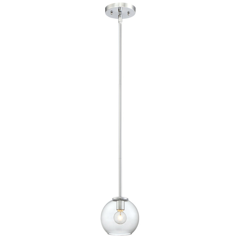 Chrome Mini Globe Pendant with Tinted Smoke Glass Shade