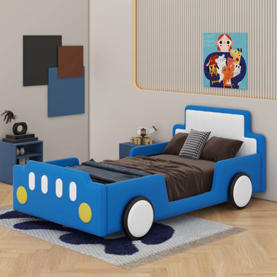 Twin Size Race Car-Shaped Bed With Wheels