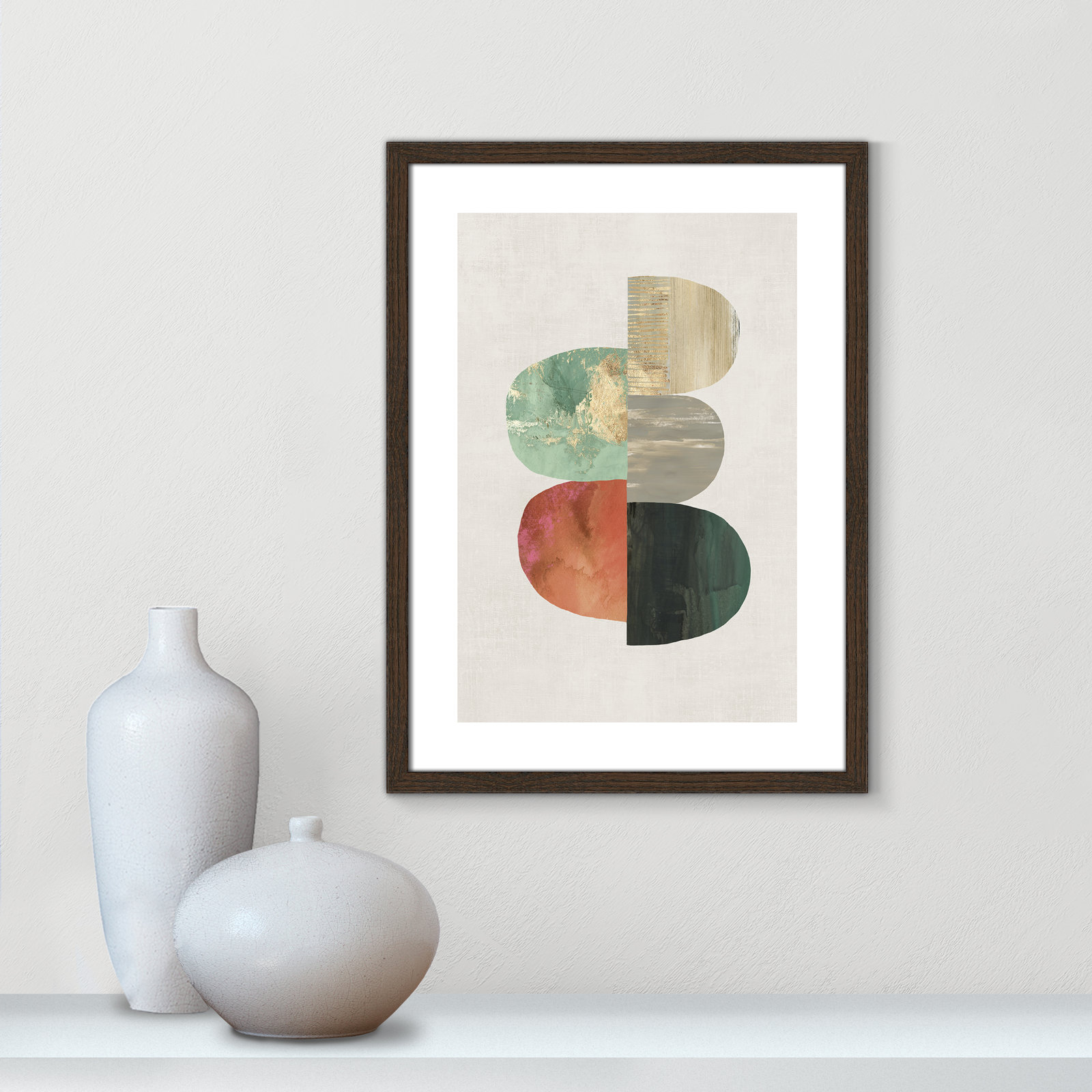 Westcreek "Evolving Energy I" Print by Tom Reeves, Picture Framed Paper, 23" H x 17" W, Walnut Wood
