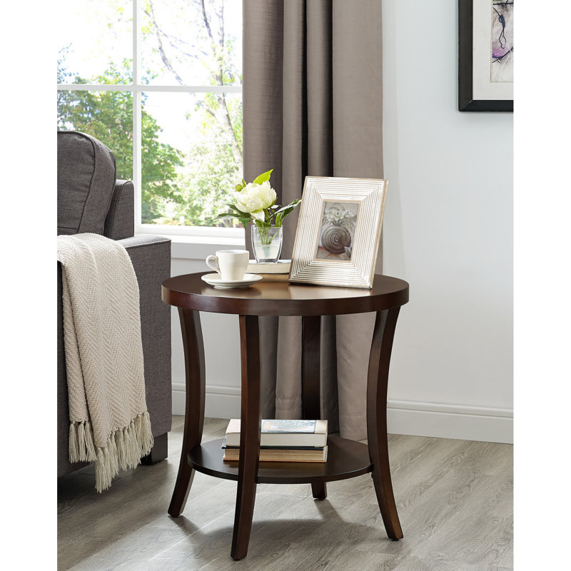 Oval Table - Wood Veneer Display With Extra Shelf Contemporary Shelf, Veneer, Expanded, Espresso
