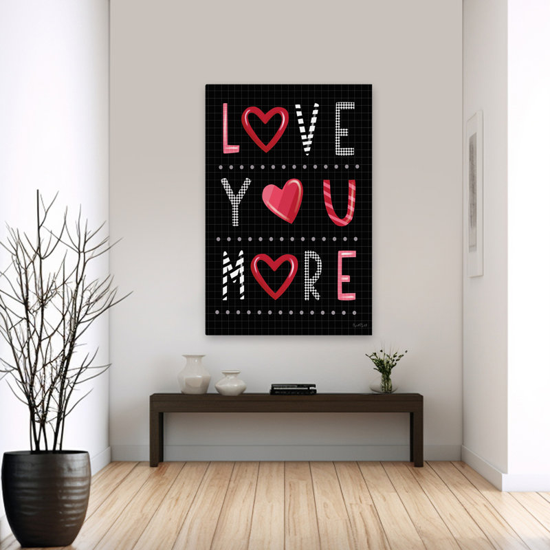 Love You More - Art contemporain typographique «Love You More» de la Saint-Valentin, H 40 po x l 60 po