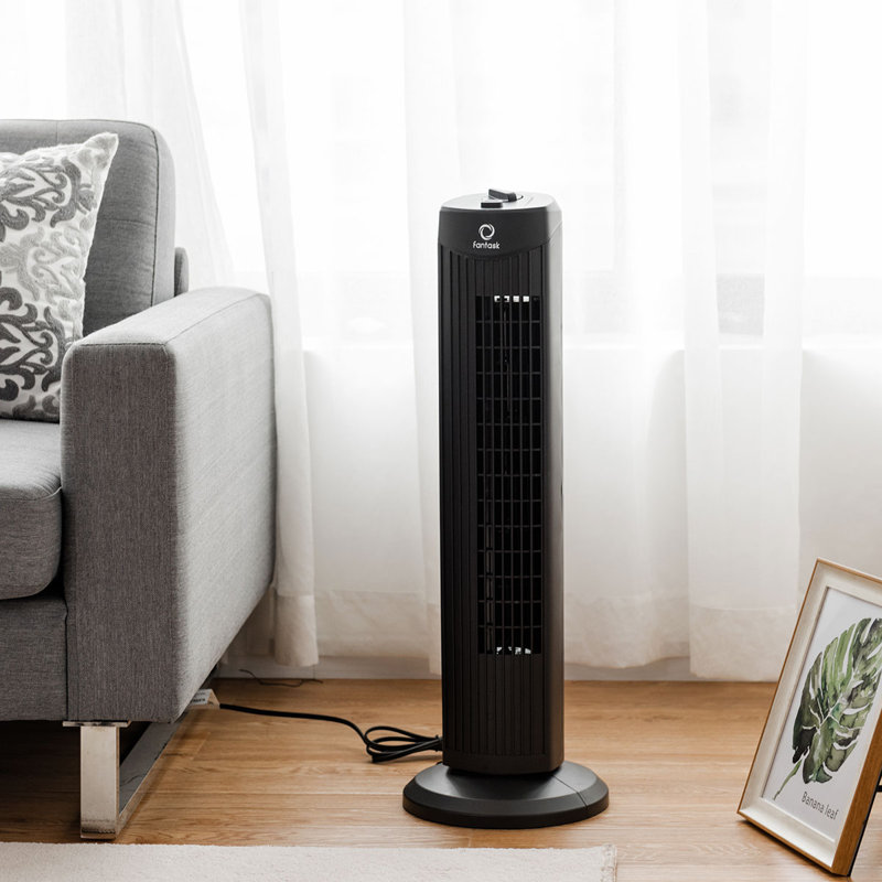 Topbuy 28" Oscillating Tower Fan 3 Wind Outlet Speed Space Cooling 35w Black, Black