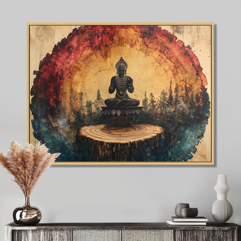 Haakenson - Spiritual Wall Art, H 24 po x l 32 po, Impression sur cadre flottant, Doré