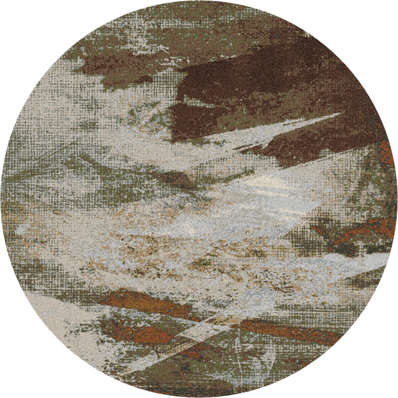 Tapis brun tissé à la machine Axtell, Rond 8 pi
