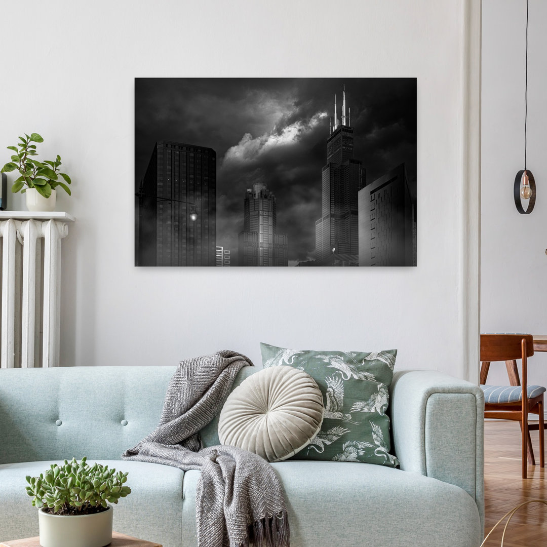 Chicago Storm Abstract Contemporary Architecture City Wall Art by Shelley Quarless - Wrapped Canvas Print